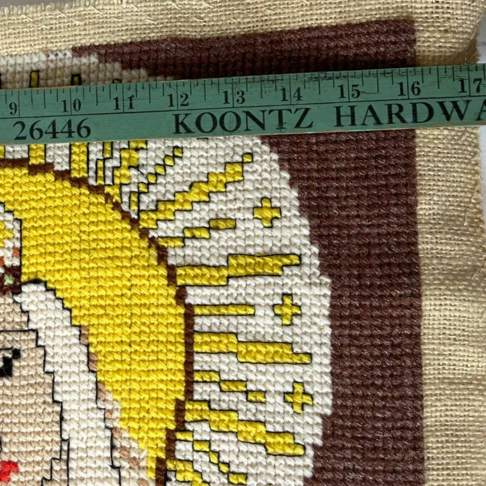 Vintage Needlepoint Brown  Madonna